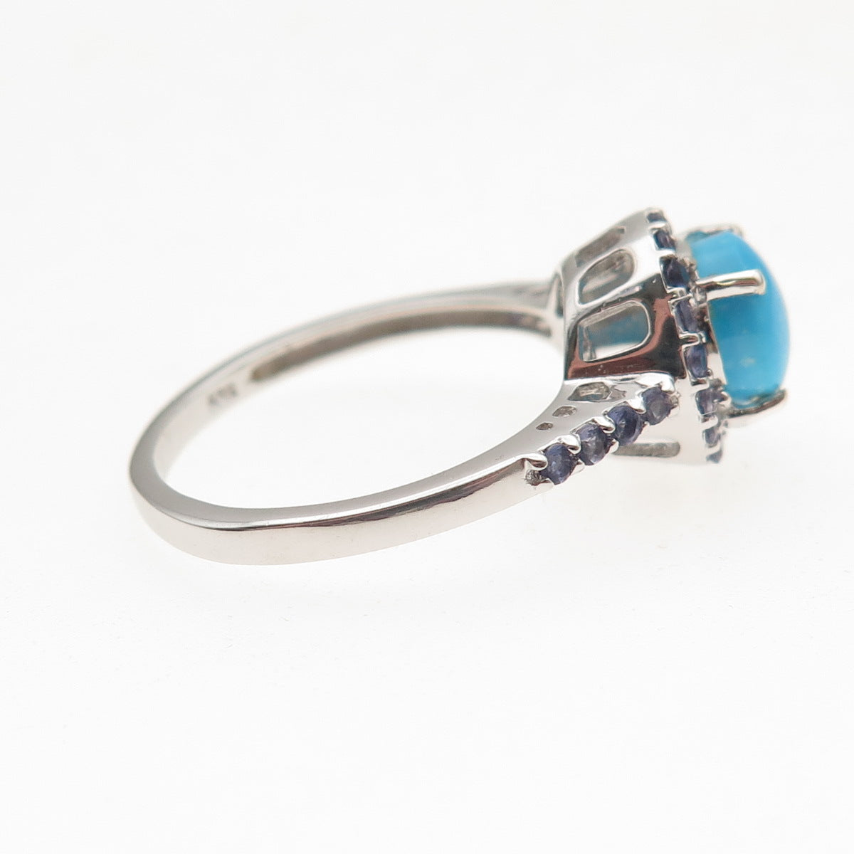 Chuck Clemency 925 Sterling Silver Real Turquoise & Tanzanite Ring Size 8.25