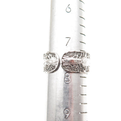 Van Lou Sterling Silver Antique Art Deco Floral Filigree Adjustable Ring Size 8