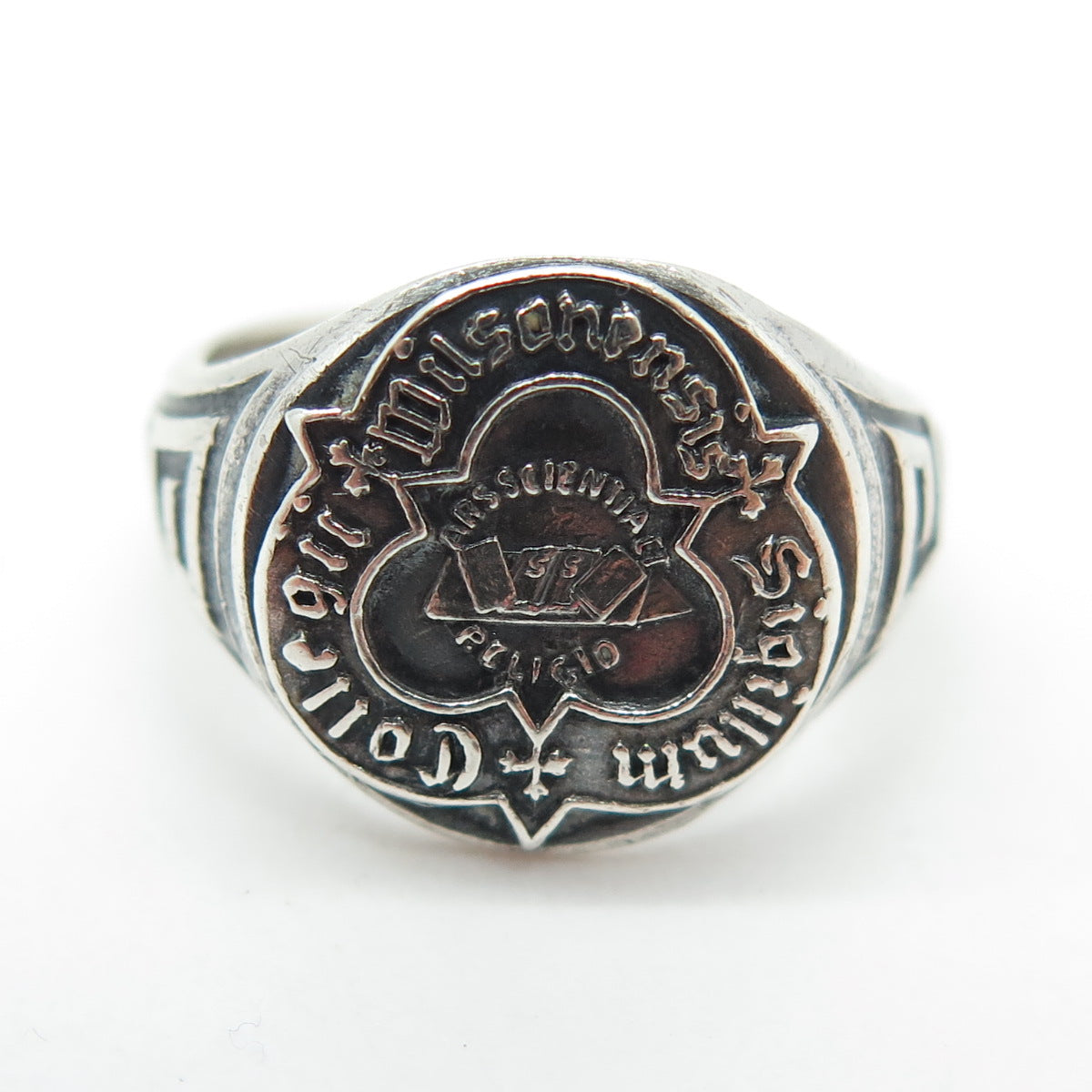 G. WM REISNER Sterling Silver Vintage Catholic Religious School Ring Size 4.75