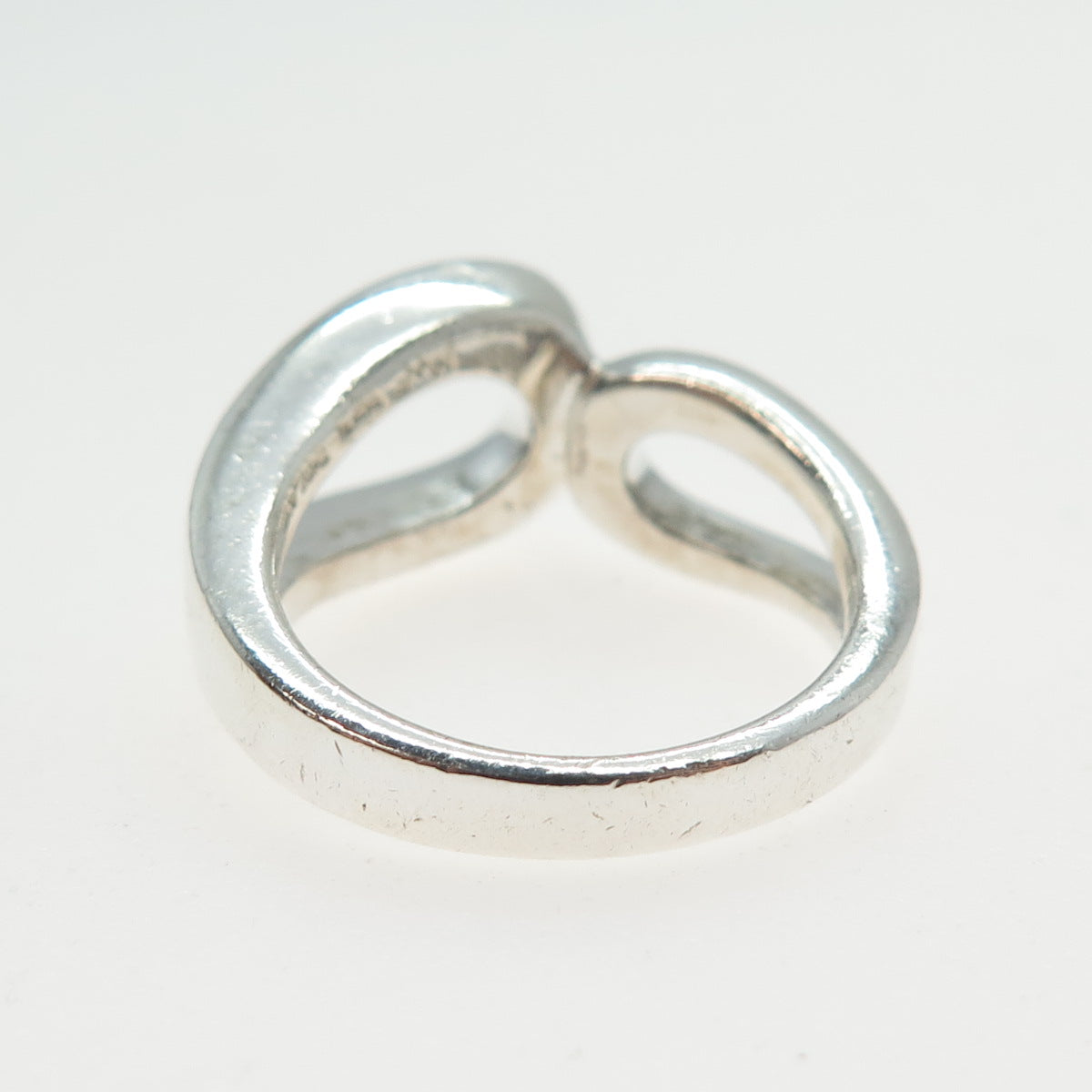 925 Sterling Silver Vintage Modernist Overlap Ring Size 7.25