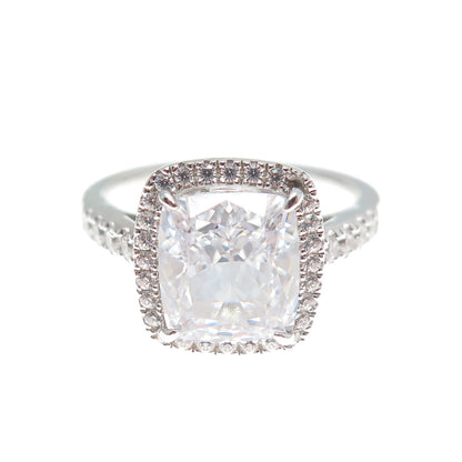 DSMK 925 Sterling Silver Cushion & Round-Cut Shaped C Z Sparkle Ring Size 7.25