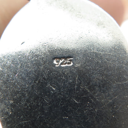 925 Sterling Silver Vintage Real Turquoise Modernist Pendant