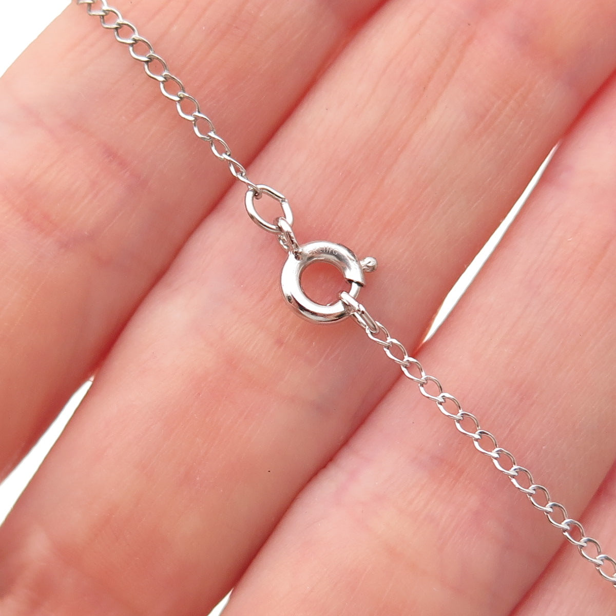 925 Sterling Silver Vintage Real Pearl Curb Chain Necklace 18"