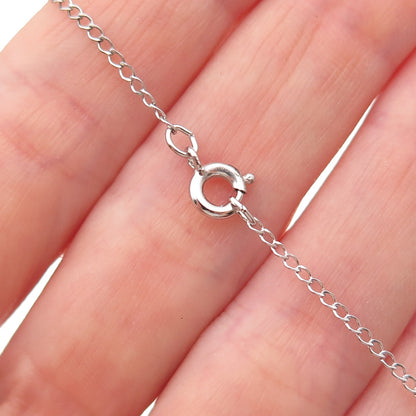 925 Sterling Silver Vintage Real Pearl Curb Chain Necklace 18"