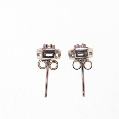 925 Sterling Silver Round-Cut C Z Stud Earrings