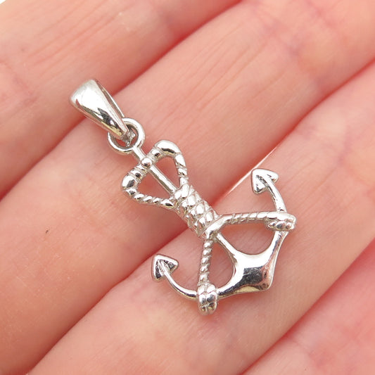 925 Sterling Silver Vintage Anchor Charm Pendant