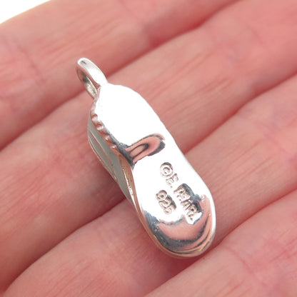 E. Pearl 925 Sterling Silver Vintage Enamel Sneakers Shoe 3D Charm Pendant
