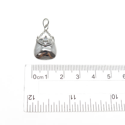 925 Sterling Silver Pear-Cut C Z Ladies Purse Locket Charm Pendant