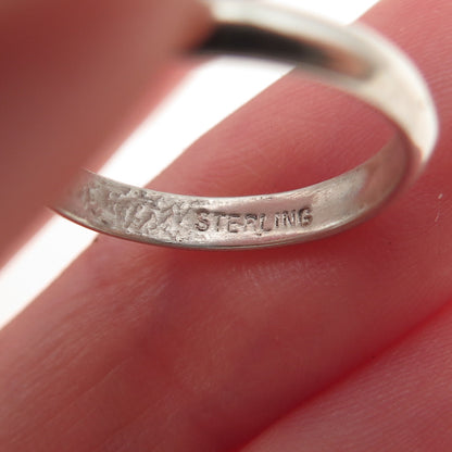 925 Sterling Silver Vintage Classic Wedding Oxidized Band Ring Size 4