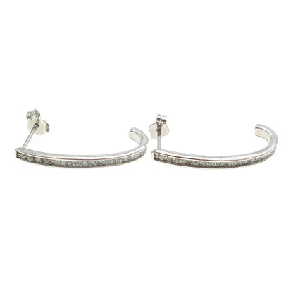 925 Sterling Silver Round-Cut C Z Diamond-Illusion Claw Earrings