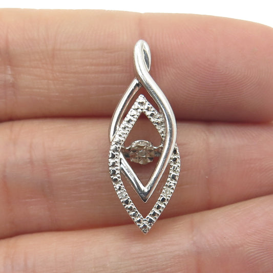 925 Sterling Silver Real Round-Cut Diamond Accent Interlocked Pendant