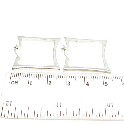 925 Sterling Silver Vintage Hinged Square Earrings