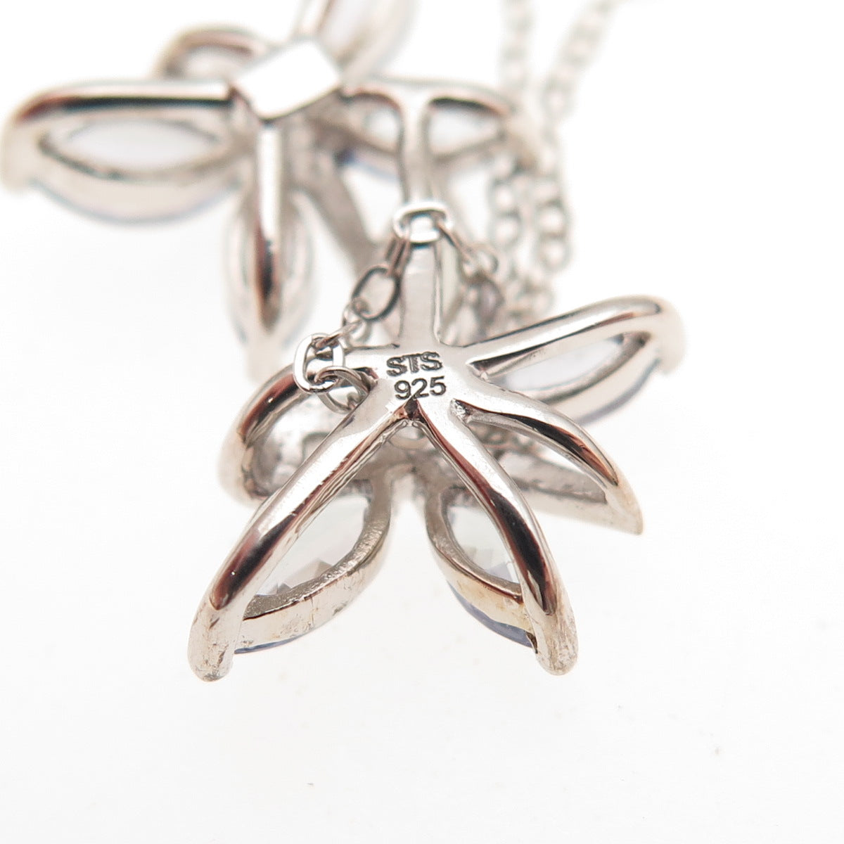 Chuck Clemency 925 Sterling Silver Real Tanzanite Butterfly Chain Necklace 20"