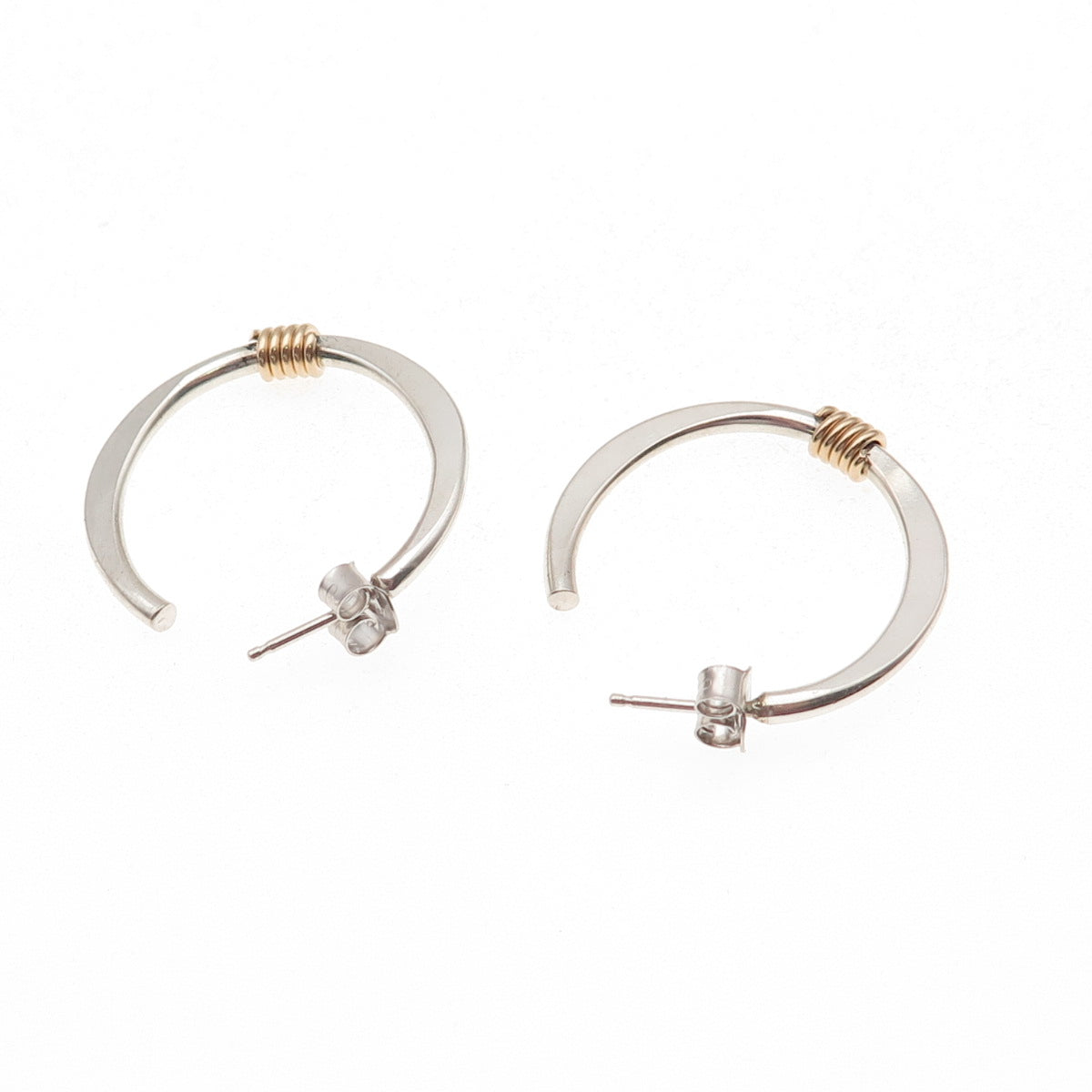 925 Sterling Silver Gold Filled Vintage Hoop Earrings