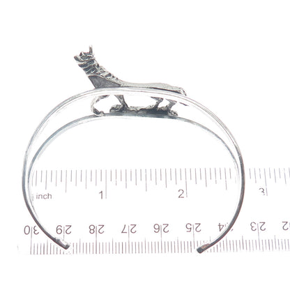 925 Sterling Silver Vintage Mexico Horse Adjustable Oxidized Bracelet 6.75"