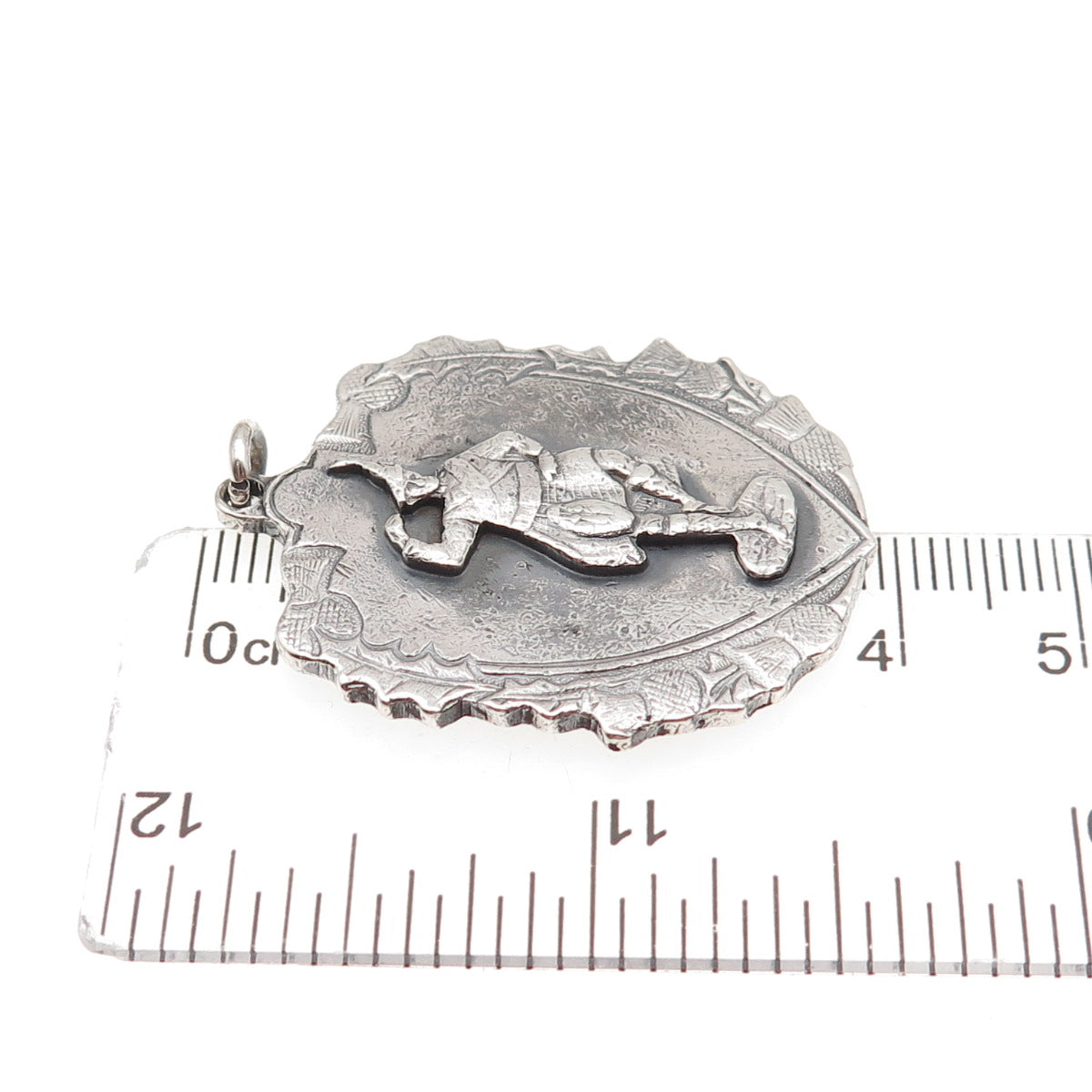 Johnson 925 Sterling Antique Art Deco Scottish Highlander Man Fob Charm Pendant