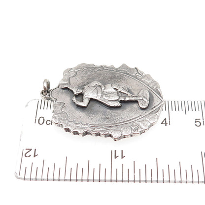 Johnson 925 Sterling Antique Art Deco Scottish Highlander Man Fob Charm Pendant