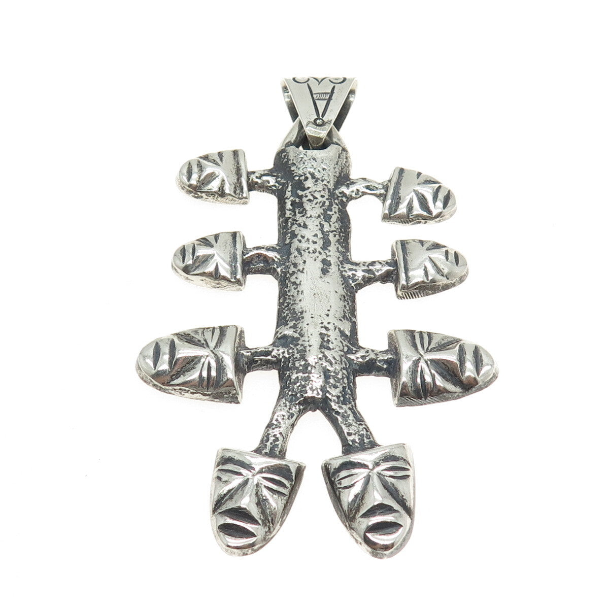 925 Sterling Silver Vintage Mexico Tribal Face Mask Pendant