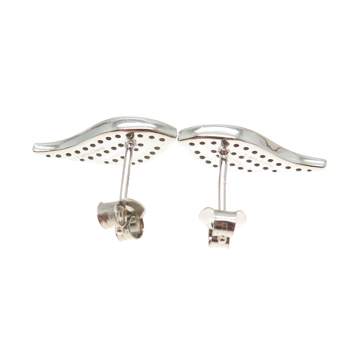 925 Sterling Silver Real Round-Cut Cognac Diamond Angel Wing Earrings