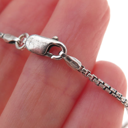 925 Sterling Silver Italy Round Box Chain Necklace 18"
