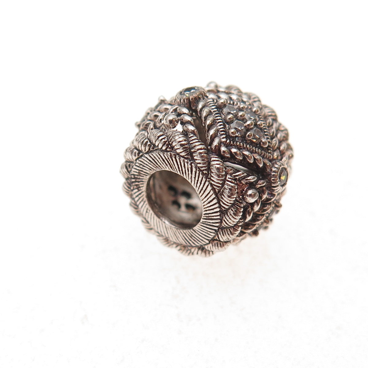 Judith Ripka 925 Sterling Silver Round-Cut C Z Slide Bead Charm