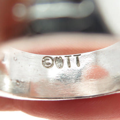 TED OTT Old Pawn Sterling Silver Vintage Dolphin Oxidized Band Ring Size 10.75