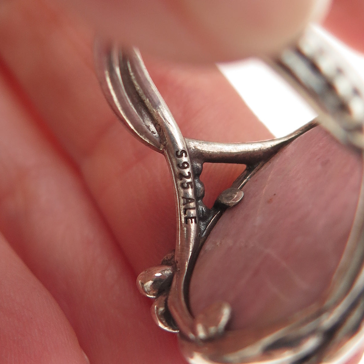Pandora 925 Sterling Silver Real Rhodonite Wanda's Garden Ring Size 5