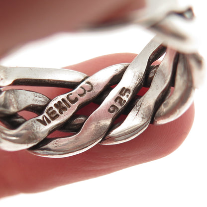 925 Sterling Silver Vintage Mexico Woven Oxidized Band Ring Size 11