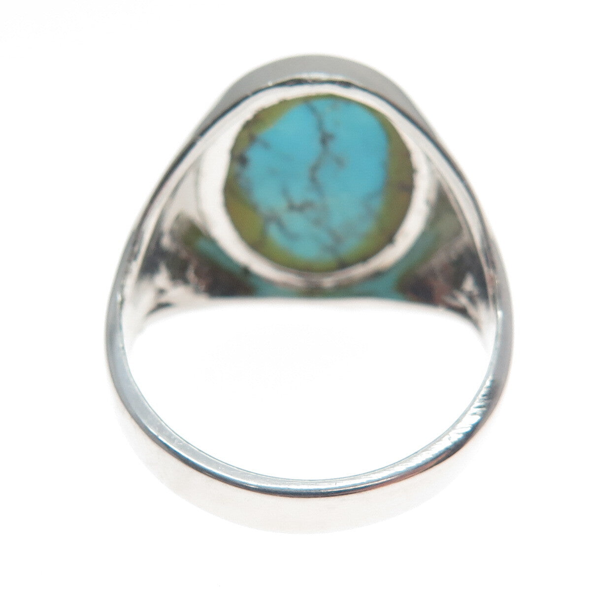 UNCAS 925 Sterling Silver Antique Art Deco Real Cabochon Turquoise Ring Size 11