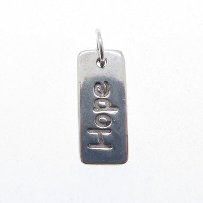925 Sterling Silver Vintage Hope Tag Minimalist Charm Pendant