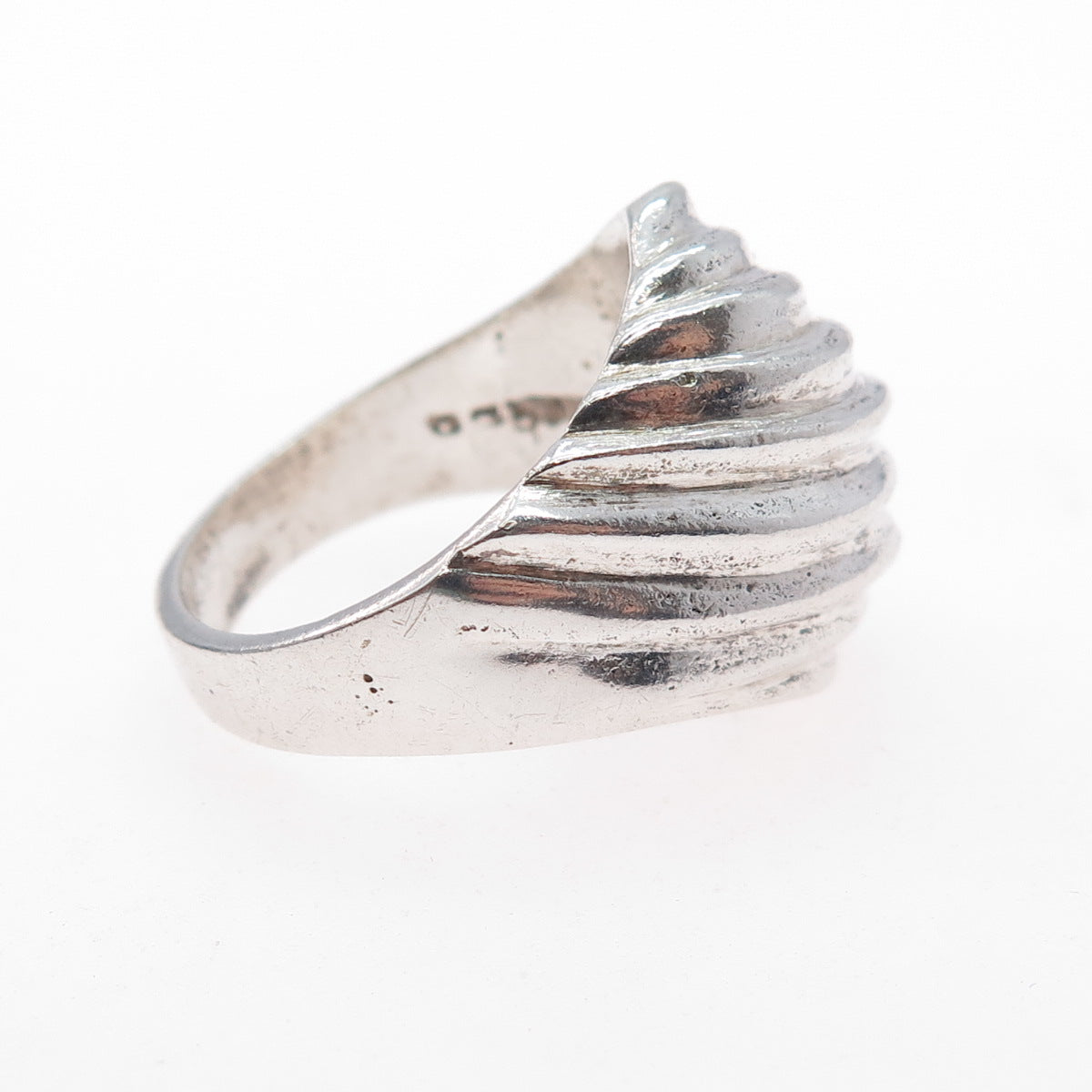 925 Sterling Silver Vintage Mexico Modernist Wavy Dome Ring Size 8.5