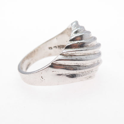 925 Sterling Silver Vintage Mexico Modernist Wavy Dome Ring Size 8.5