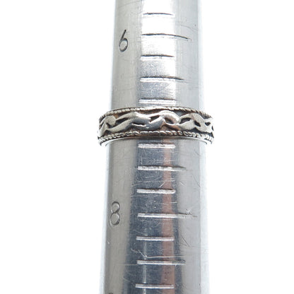 925 Sterling Silver Vintage Wavy Oxidized Band Ring Size 7.25