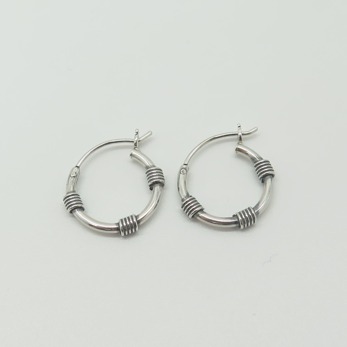 HAN 925 Sterling Silver Roped Hoop Earrings