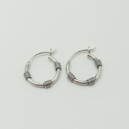 HAN 925 Sterling Silver Roped Hoop Earrings