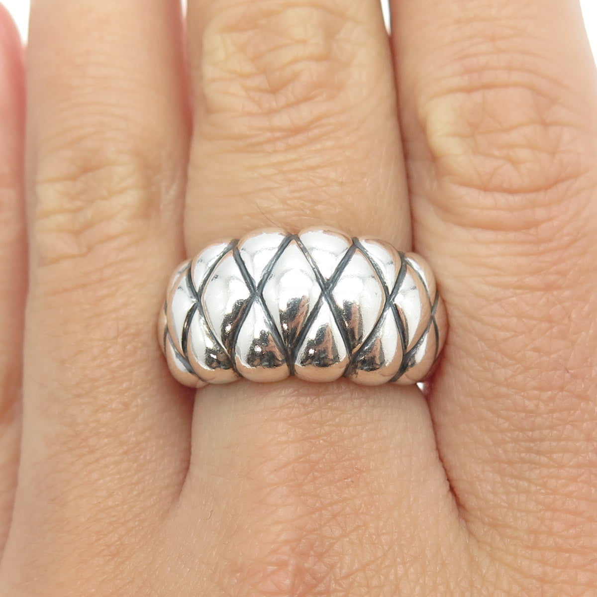 925 Sterling Silver Vintage Puffy Ring Size 7.5