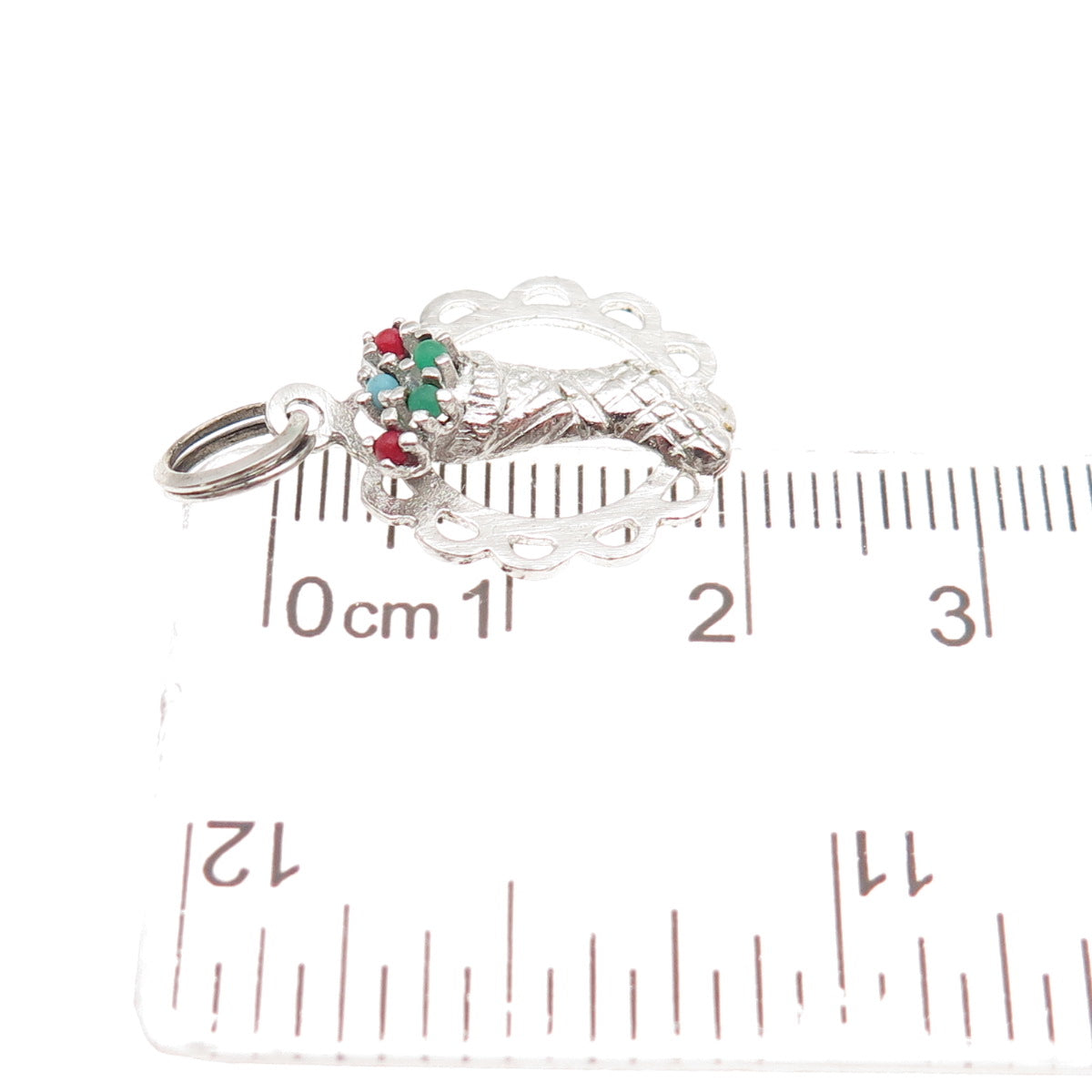 925 Sterling Silver Vintage Rhinestone Christmas Stocking Mini Charm Pendant