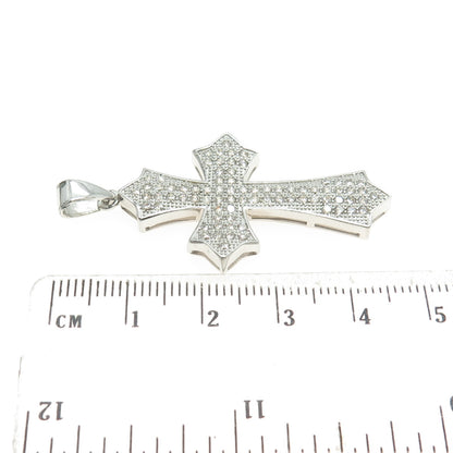 925 Sterling Silver Round-Cut Shaped C Z Cross Pendant