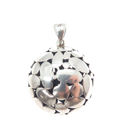 925 Sterling Silver Vintage Pebble / Kali Dome Pendant