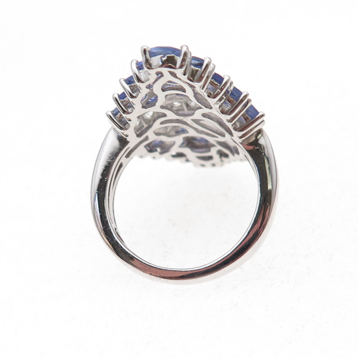 Chuck Clemency 925 Sterling Silver Real Tanzanite & White Topaz Ring Size 8.25