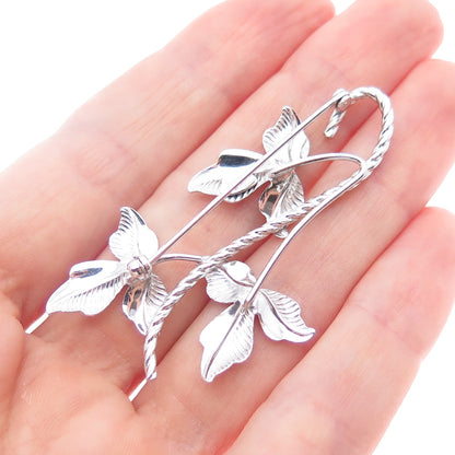 VAN DELL 925 Sterling Silver Vintage Floral Leaf Pin Brooch