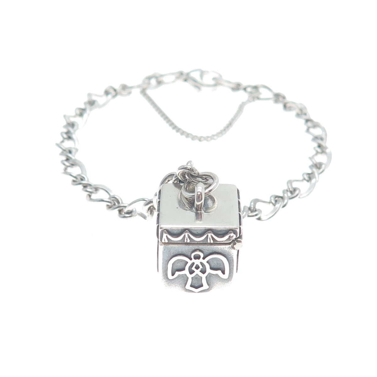 JAMES AVERY 925 Sterling Silver Vintage Holy Spirit Pill Box Charm Bracelet 7"