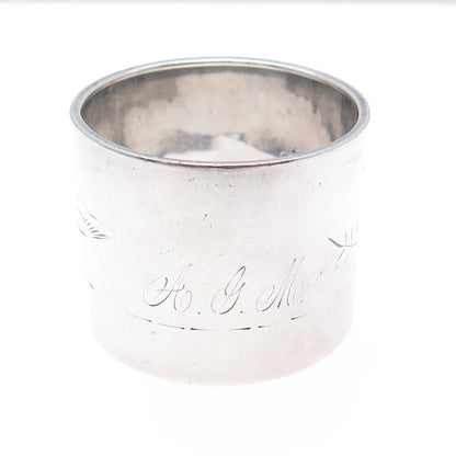 GORHAM 925 Sterling Silver Antique Victorian Engraved Napkin Ring Holder #880