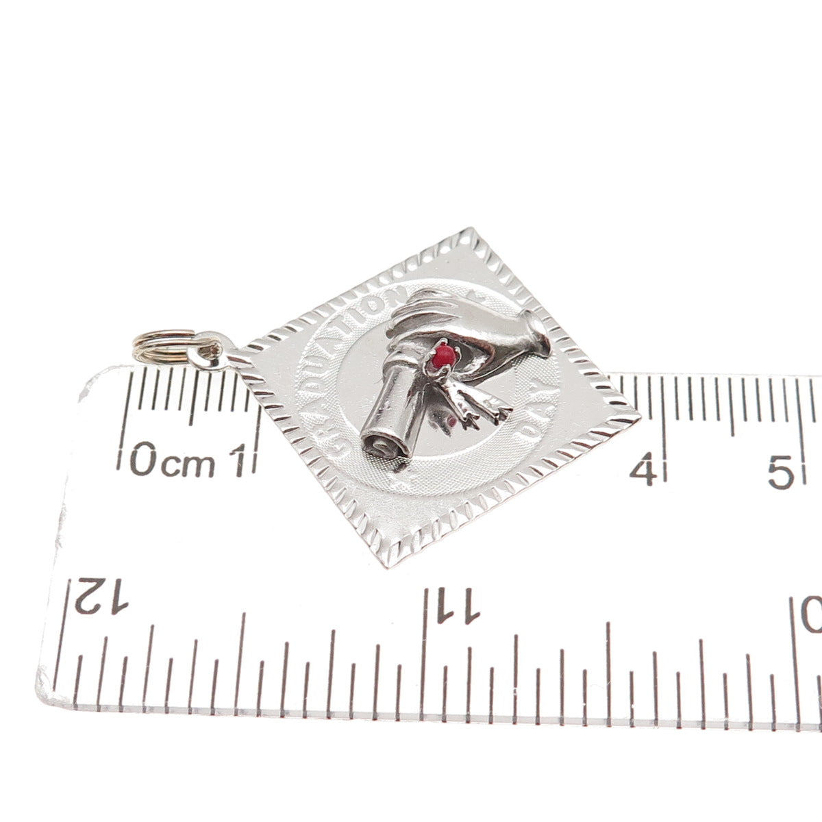 M&M Mark Mercy Sterling Silver Vintage Rhinestone Graduation Day Charm Pendant