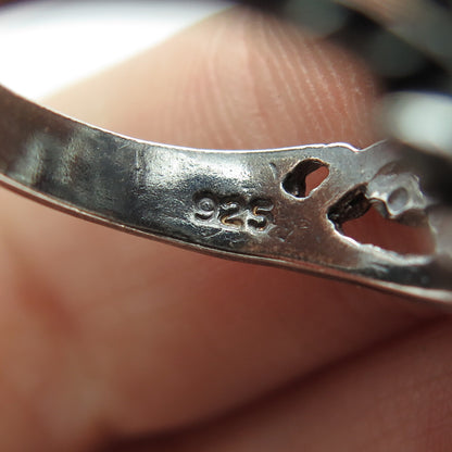 925 Sterling Silver Vintage Modernist Leaf Ring Size 7