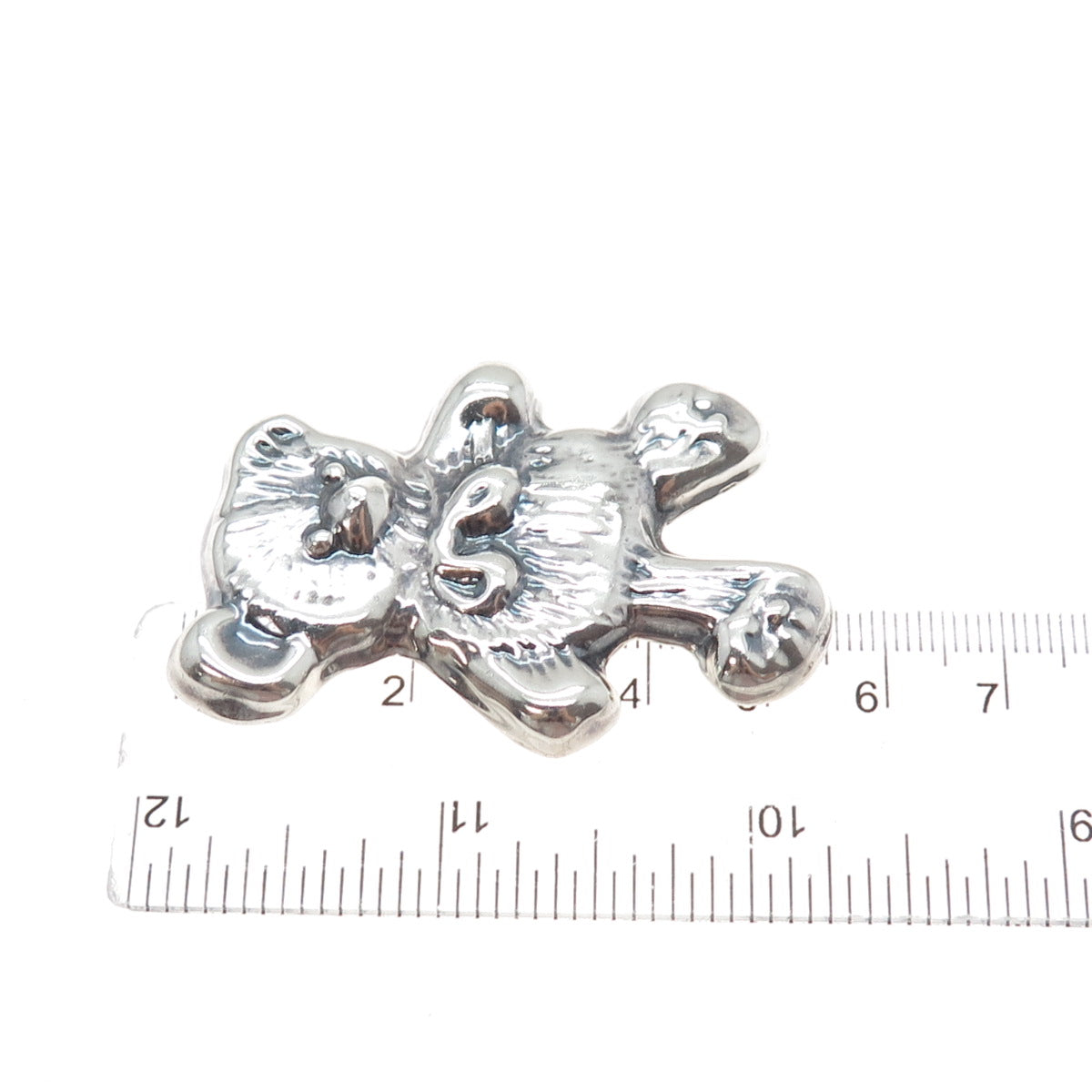 925 Sterling Silver Vintage Mexico Teddy Bear Oxidized Pendant