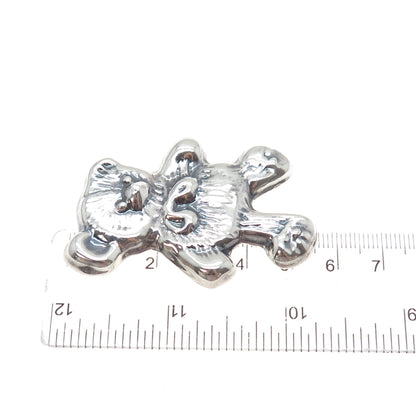925 Sterling Silver Vintage Mexico Teddy Bear Oxidized Pendant