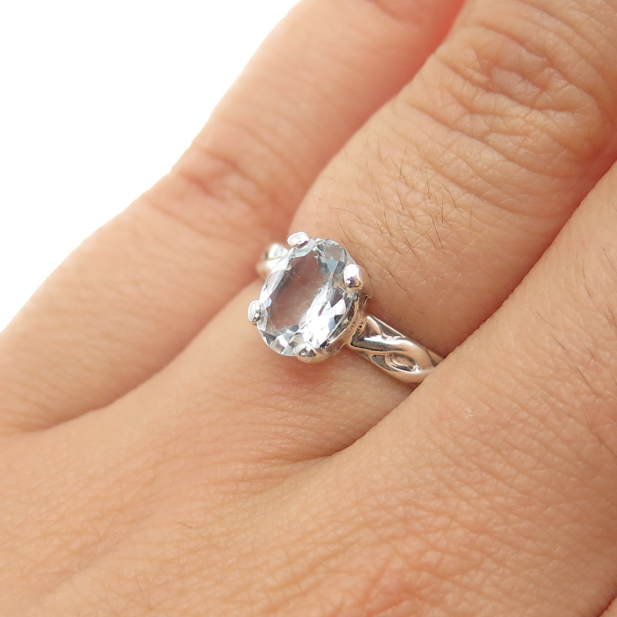 925 Sterling Silver Vintage Oval-Cut C Z Celtic Woven Ring Size 6