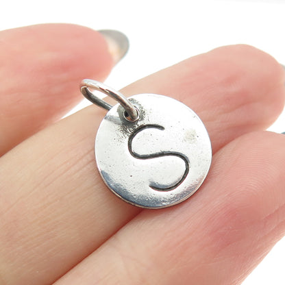 BARONI 925 Sterling Silver Vintage Letter "S" Initial Charm Pendant