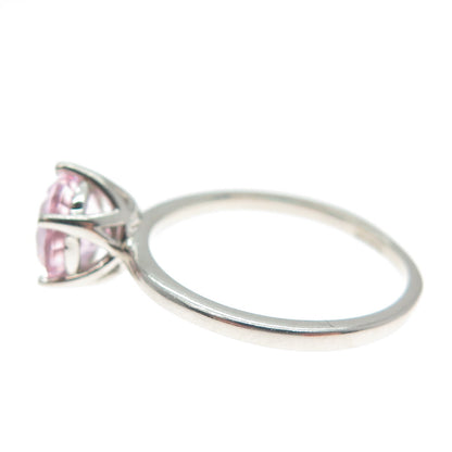 DAZZLERS 925 Sterling Silver Round-Cut Nano Pink Topaz Ring Size 6